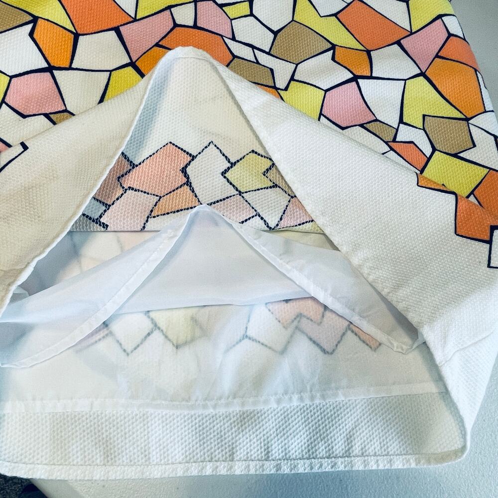 Cece's New York White Yellow Abstract 70s Vibe Sleeveless Lined Shift Dress 6 - Picture 7 of 9